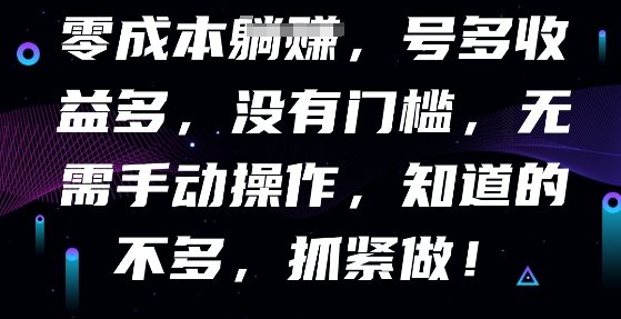 零成本全自动，号多收益多，没有门槛，无需手动-小熊猫站长