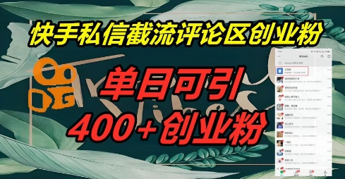 快手私信截流创业粉，一天引流400+-小熊猫站长