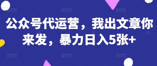 公众号代运营，我出文章你来发，暴力日入5张+【揭秘】-小熊猫站长