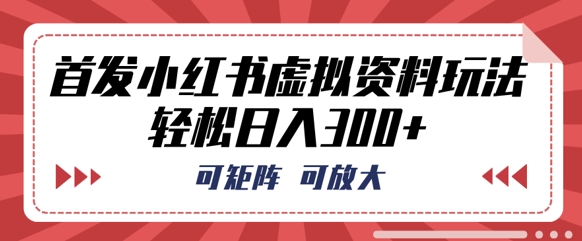 首发小红书虚拟资料玩法，可矩阵，可放大，轻松日入3张-小熊猫站长