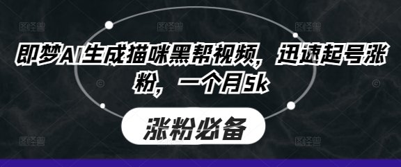 即梦AI生成猫咪黑帮视频，迅速起号涨粉，一个月5k-小熊猫站长