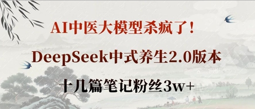 AI中医大模型杀疯了！DeepSeek中式养生2.0版本，十几篇笔记粉丝3w+-小熊猫站长