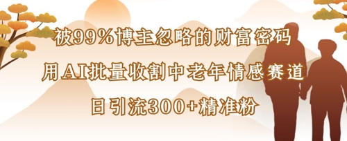 被99%博主忽略的财富密码：用AI批量收割中老年情感赛道，日引流300+精准粉-小熊猫站长