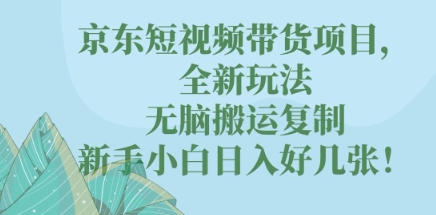 京东短视频带货项目，全新玩法，无脑搬运复制，新手小白日入好几张!-小熊猫站长