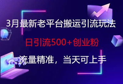 3月最新老平台搬运引流玩法，日引流500+创业粉，流量精准，当天可上手-小熊猫站长